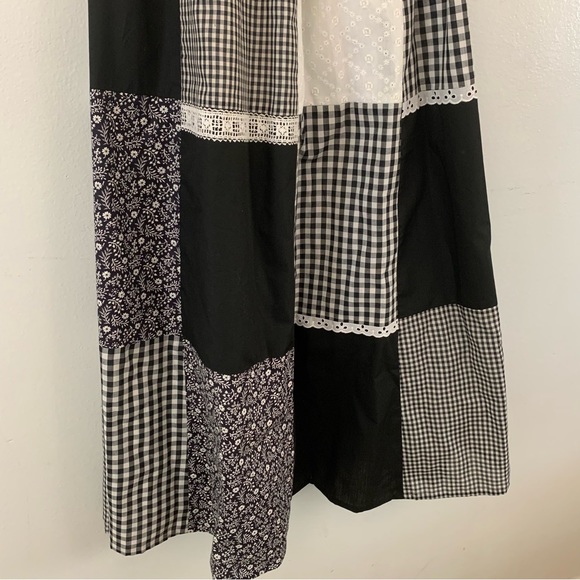 Handmade Boho Black/White Gingham Cottagecore Farmhouse Patchwork Skirt Size M - Picture 6 of 6